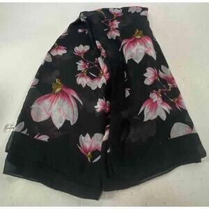 Floral Silk Scarf – Black & Pink Magnolia Print